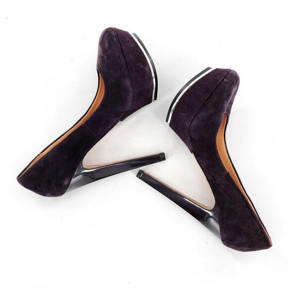 L.A.M.B. Gwen Stefani Dolores Purple Suede 6" Platform Pumps NEW - Picture 9 of 12